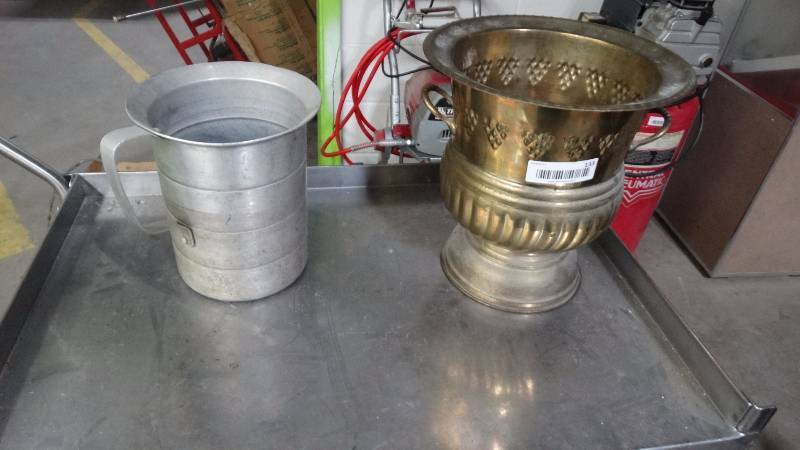 lot 133 image: Brass planter water pitcher