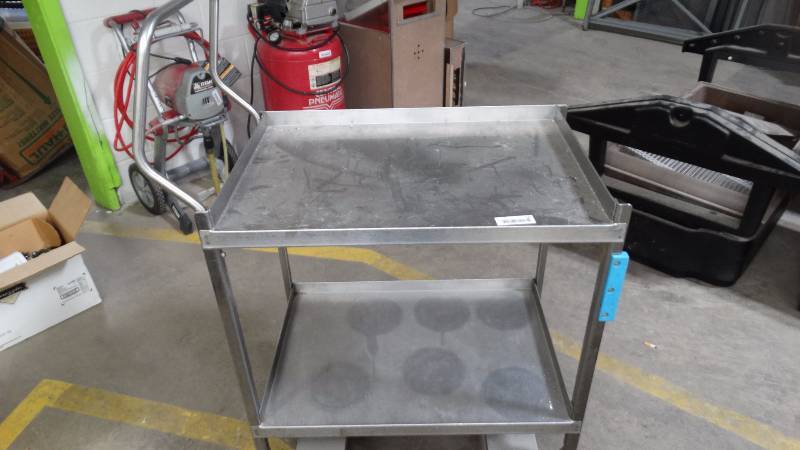 lot 136 image: Stainless buss cart on wheels.