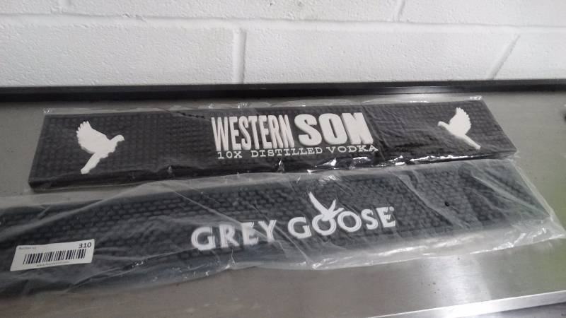 lot 310 image: 2 new bar mats- Western Son- Grey Goose