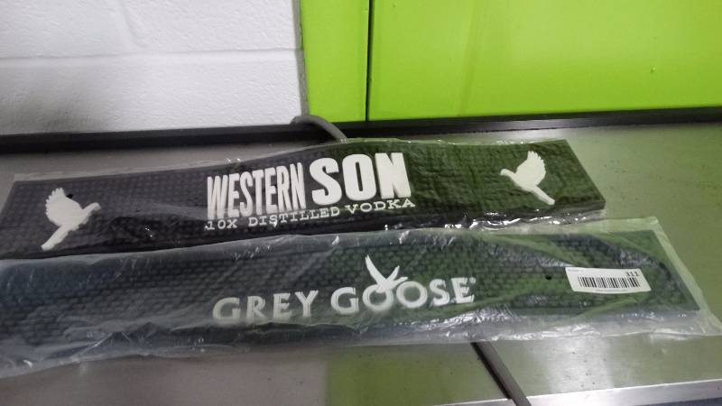 lot 311 image: 2 new bar mats- Western Son- Grey Goose