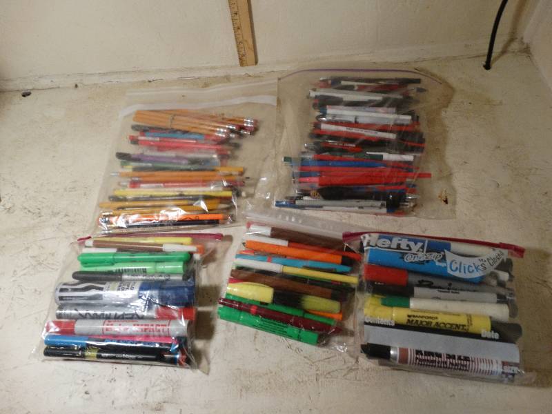 lot 161 image: Assorted pens, pencils, markers.