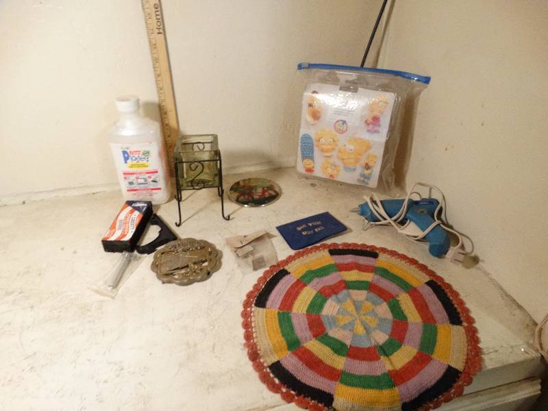 lot 164 image: Lot of misc. glue gun, candle holder, simpson candy mold etc.
