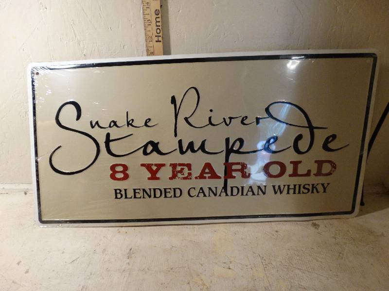 lot 179 image: 12x24 metal snake river whiskey sign.