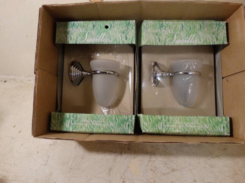 lot 197 image: Savilla wall sconches (2) new in box.