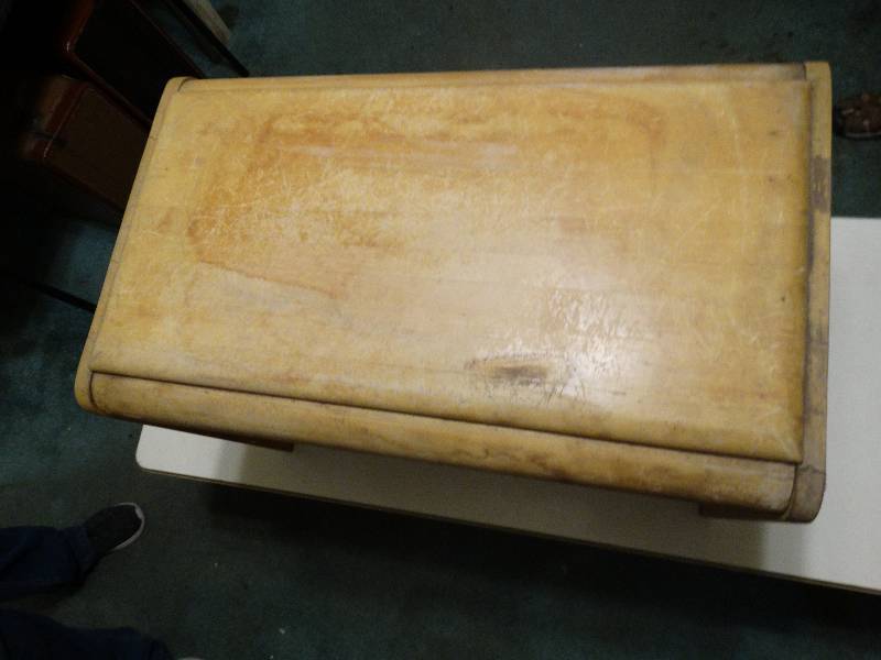 lot 203 image: Wooden vanity bench, over 50 years old.