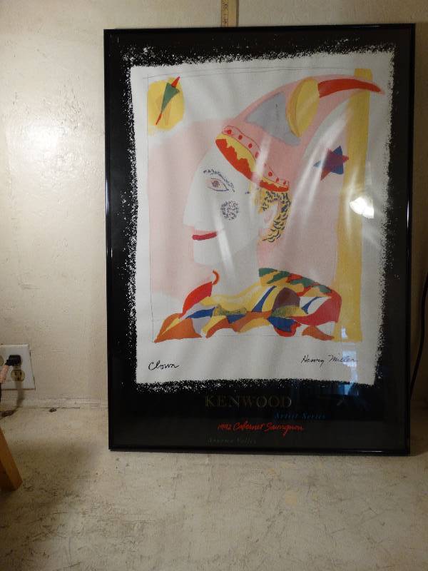 lot 206 image: Framed kenwood artist seriesHenry miller clown 33x23.