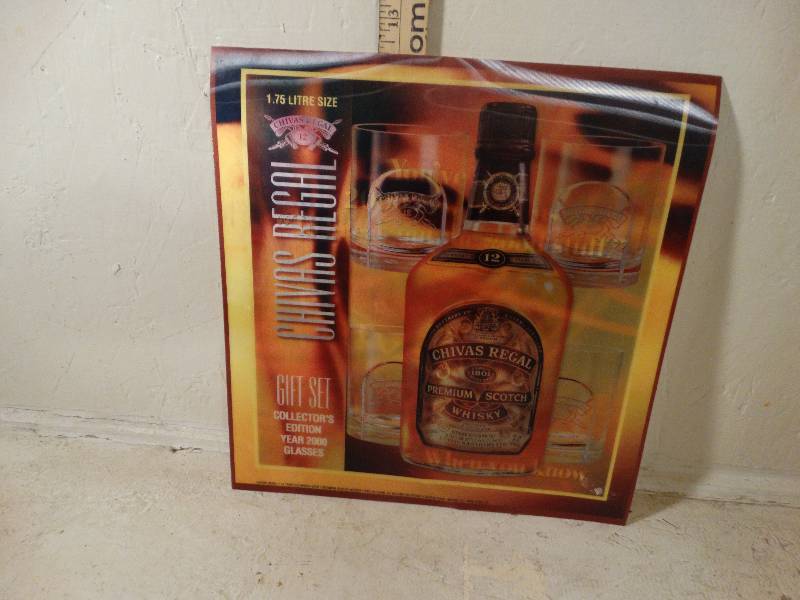 lot 214 image: 3-D chivas regal poster 13x13.