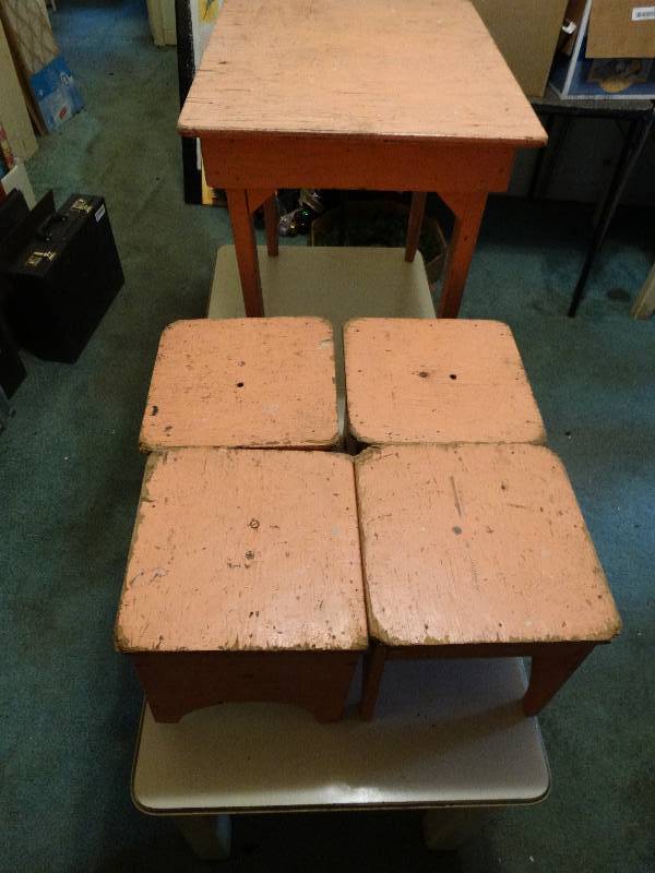 lot 221 image: 60 yrs. Old Handmade Childs Tea Party Table.