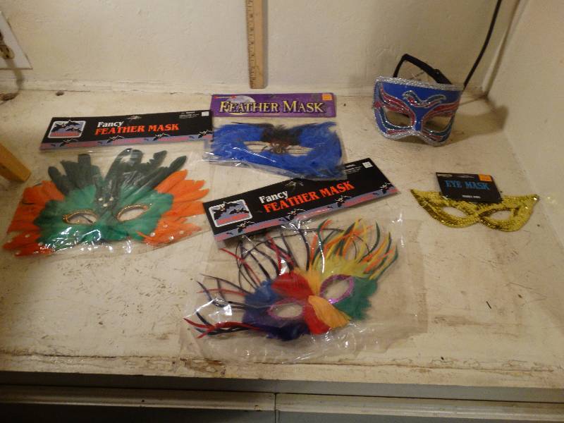 lot 233 image: 5- Feather Masks.