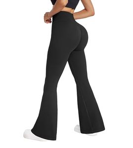 lot 20352 image: RXRXCOCO Seamless Scrunch Butt Lifting Flare Leggings for Women High Waisted Bootcut Yoga Pants Bootleg Workout Gym Pants Black Medium