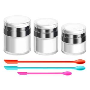 lot 20361 image: JPNK Airless Pump Bottles Empty Cosmetic Container with Silicone Spatula Set for Creams Gels Lotion Toiletry (Silver)