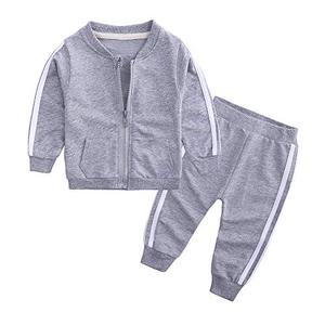 lot 20383 image: MYGBCPJS 2Pcs Baby Boys Girl Cotton Outfit Set Zipper Jacket Tops Pant Set Tracksuit Gray 6-12 Months