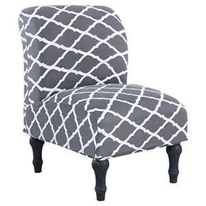 lot 20389 image: SearchI Armless Accent Chair Covers Stretch Spandex Slipper Chair Slipcover Pattern Furniture Protector, Chair Cover Without Arms Removable Washable for Living Room Hotel(Grey Geometric)