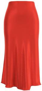 lot 20391 image: Soowalaoo Womens Red Skirt Midi Long Length Silk Satin High Waisted Elastic Casual Solid Color Skirts M