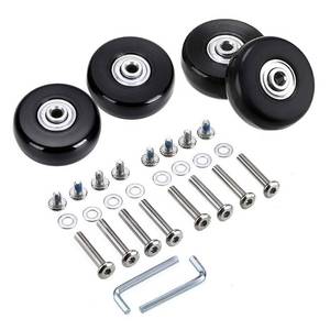 lot 20392 image: OwnMy 50 x 18mm Set of 4 Luggage Suitcase Replacement Wheels, Rubber Swivel Caster Wheels Bearings Repair Kits (Black)