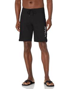 lot 20400 image: RVCA mens 4-way Stretch Fixed Waist 20 Inch Boardshort Board Shorts, Rvca Stretch BoardshortAll Black, 34 US