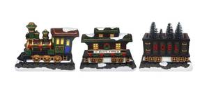lot 20404 image: Christmas Village Tabletop Train Set - Winter Snow Village - Perfect Addition to Your Christmas Indoor Home Decorations - Great Centerpiece for Your Collection - 100% Made of Resin (Set of 3)
