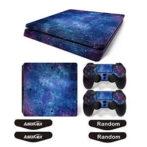 lot 20421 image: Ps4 Slim Stickers Full Body Vinyl Skin Decal Cover for Playstation 4 Console Controllers (with 4pcs Led Lightbar Stickers) (Blue Starry Sky)