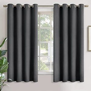 lot 20431 image: YoungsTex Dark Grey Blackout Curtains for Bedroom - Thermal Insulated with Grommet Top Room Darkening Noise Reducing Curtains for Living Room, 2 Panels, 52 x 63 Inch, Dark Grey
