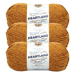 lot 20436 image: Lion Brand Yarn Heartland Yarn for Crocheting, Knitting, and Weaving, Multicolor Yarn, 3-Pack, Bryce Canyon