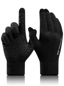 lot 20446 image: TRENDOUX Gloves Women Men, Winter Touch Screen Glove, Texting Running Driving - Anti-Slip Grip - Thermal Lining - Stretchy Material - Knitted Warm Glove Computer in Cold Weather Black - L