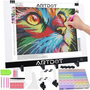 lot 20448 image: ARTDOT A3 LED Light Pad for Diamond Painting, USB Powered Light Board Kit, Adjustable Brightness with Diamond Painting Tools Detachable Stand and Clips