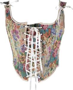 lot 20449 image: CONCINEROS Womens Summer Floral Corset Tops for Women Vintage Y2k Camisole Flower Tops Sleeveless Drawstring Crop Top, XX-Large, Q-apricot