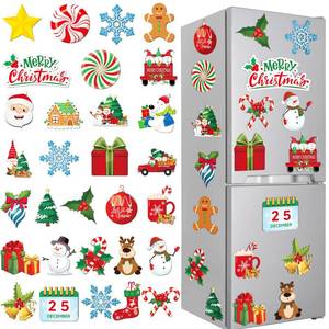 lot 20454 image: Kanayu 30 Christmas Theme Fridge Sticker Christmas Refrigerator Magnet Santa Claus Snowman Dwarf Snowflake Candy Fridge Magnet Stickers Decorations Xmas Magnet Stickers for Car Kitchen Garage