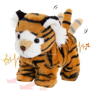 lot 20466 image: CozyWorld Walking Electronic Yellow Tiger Electric Singing Interactive Animated Tiger Funny Plush Toys Tail Wagging Tiger Stuffed Animal Birthday Gifts for Kids,10