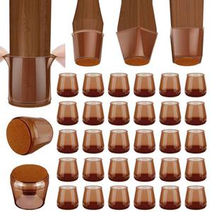 lot 20472 image: BALEINE 32 Pack Silicone Chair Leg Floor Protectors, Stool Leg Protectors Cap, Non-Slip Chair Leg Caps for Hardwood Floors (Brown & Large, 32 Pack)
