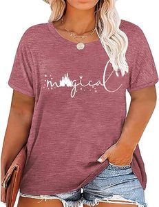lot 20478 image: Magical Kingdom Womens Plus Size Shirt Short Sleeve Funny T-Shirt Family Vacation Tee Top (P3, 3L)