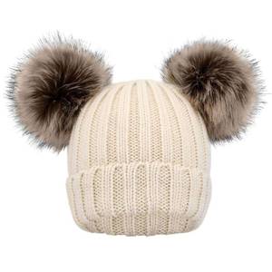 lot 20483 image: Simplicity Beige Beanie Kids Soft Boys Beanie with Pom Cute Toddler Pom Pom Hat Elastic Girls Hat Plush Lining Warm Ball Pom Beanie Hat Cap, Beige