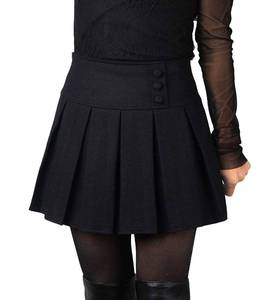 lot 20513 image: chouyatou Womens Casual Plaid High Waist A-Line Pleated Skirt (X-Small, H908-Black)