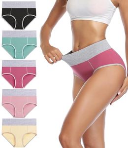 lot 20519 image: wirarpa Womens Cotton Underwear High Waist Briefs Ladies Soft Breathable Panties Full Coverage Underpants 5 Pack X-Large