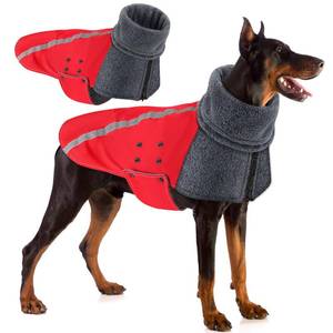 lot 20521 image: SlowTon Dog Jacket for Large Medium Small Dogs, Warm Fleece Dog Winter Coat with Turtleneck Scarf, Rain Proof Windproof Reflective Puppy Outdoor Vest Snow Cold Weather Coat (XL,Red)