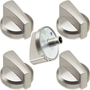 lot 20523 image: 5 Pack WB03X25796 WB03T10326 Gas Cooktop Knob, Range Burner Stove Knob Compatible with GE Range Cooktop, Surface Burner Control Knob Replaces PS11721433, AP5986232, etc. Silver.