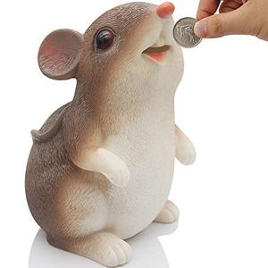 lot 20524 image: H&W Cute Mouse Coin Money Bank, Shatterproof Rat Piggy Bank, for Chinese Mouse New Year Gift, Creative Steal Money Bank, Can Store 1000 Coins, Best Bitrthday Gift, Brown (WK22-D3)