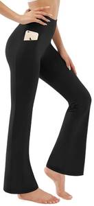 lot 20529 image: AFITNE Womens Bootcut Yoga Pants with Pockets, High Waisted Workout Athletic Bootleg Pants Flared Work Dress Pants Black - XL