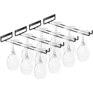 lot 20539 image: 11.8 Inch Wine Glass Rack,Wine Glass Rack Under Cabinet Stainless Steel Stemware Rack - Hanging Stemware Holder for Cabinet Kitchen Bar 4 Pack Black