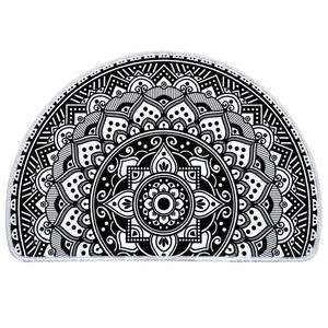 lot 20542 image: LOOSLOON Black and White Boho Half Round Kitchen Rugs,Absorbent Runner Rug for Kitchen, Front of Sink Mats for Floor,Non Skid Washable,Comfort Mat for Home, Bath and Bedroom, 30x20