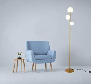 lot 20900 image: 3 Globe Mid Century Modern Floor Lamp for Living Room, Contemporary Gold Lamp with Frosted Glass Shade and Bulbs Included, LED Standing Tall Pole Lamp for Bedrooms, Office - Antique Brass