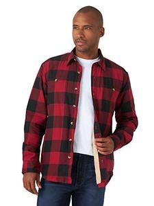 lot 20921 image: Wrangler Authentics Mens Long Sleeve Sherpa Lined Shirt Jacket, Red Buffalo, X-Large