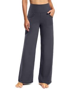 lot 20922 image: Promover Wide Leg Yoga Pants for Women Comfy Workout Pants with Pockets High Waist Lounge Exercise Pants 28(Grey,M,28)