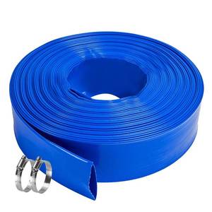 lot 20928 image: LEBLEBALL 1.5x100FT Blue Backwash Hose, Heavy Duty Discharge Hose Reinforced PVC Pool Drain Hose Weather and Chemical Resistant, Ideal for Swimming Pools and Water Transfer, with 2 Clamp