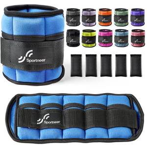 lot 20945 image: Sportneer Adjustable Ankle Weights 1 Pair 2 4 6 8 10Lbs Leg Weight Straps for Women Men, Weighted Ankle Weights Set for Gym, Fitness, Workout, 1-5 lbs Each Ankle, 1 Pair 2-10 lbs