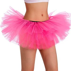 lot 21002 image: Phantomon Tutu Skirt Womens Teens Classic Elastic 5 Layered Tulle Ballet Skirt, 1950s Vintage Style Short Skirt, Adult Size (Dark Pink)