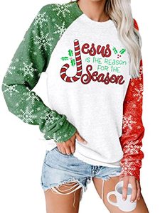 lot 21020 image: Christmas T Shirt for Women Funny Saying Xmas Tee Shirts Raglan Baseball Long Sleeve Gift Tee Tops (Green Red, X-Large)