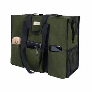 lot 21024 image: TOPDesign Utility Water Resistant Tote Bag with 13 Exterior & Interior Pockets, Top Zipper Closure & Thick Bottom Support, for Working Women, Teachers, Nurses, Accountants (L Green)