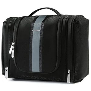 lot 21032 image: BAGSMART Hanging Toiletry Bag - Water-resistant Cosmetic Makeup Travel Organizer With Large Capacity for Full-size Toiletries, Black