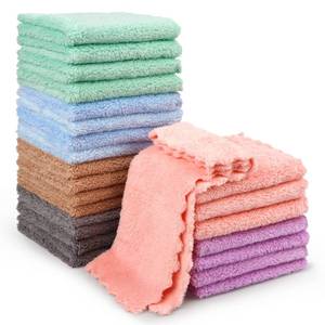 lot 21035 image: HOMEXCEL 24 Pack Microfiber Cleaning Cloth, Kitchen Towels, Dish Towels &Tea Towels, Premium Dishcloths, Lint Free Highly Absorbent Coral Velvet Dishtowels for Kitchen Car Cleaning, 7X9(6 Colors)